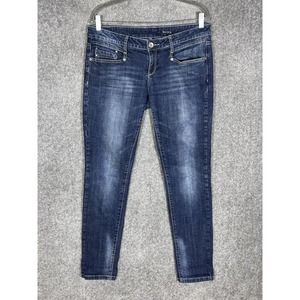 MNG By Mango Bianca Skinny Straight Leg Jeans Womens Size 12 Stretch Blue Denim